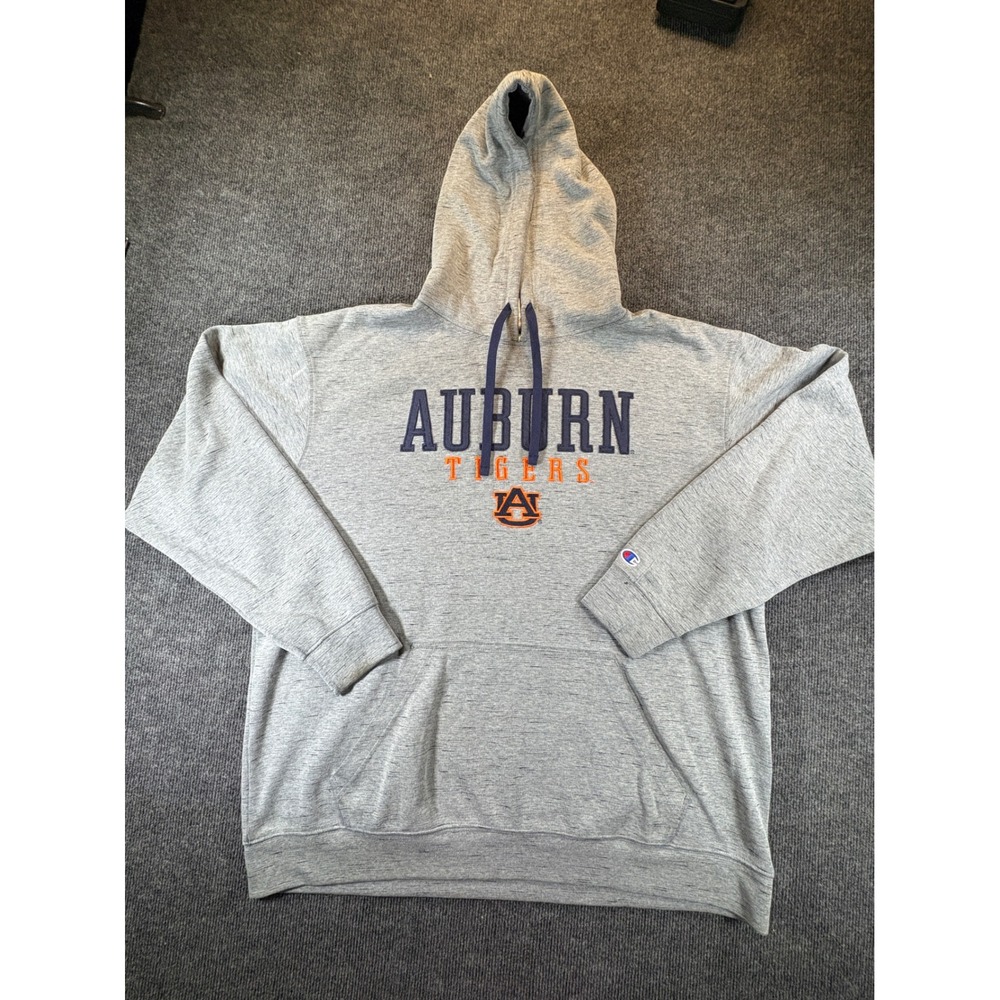 Champion Auburn Tigers Hoodie Mens XL Grey Space Dye Embroidered Pullover NCAA